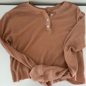 Orange me to we cropped button up long sleeve XS